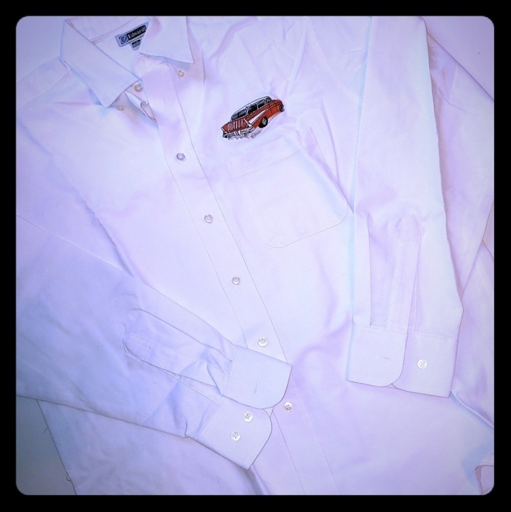 Edwards White Button Shirt Antique Chevy L35